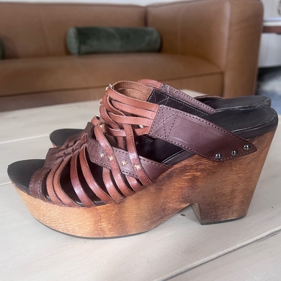 rag & bone Shoes - Rag and Bone Brown Leather and Wood Sandals